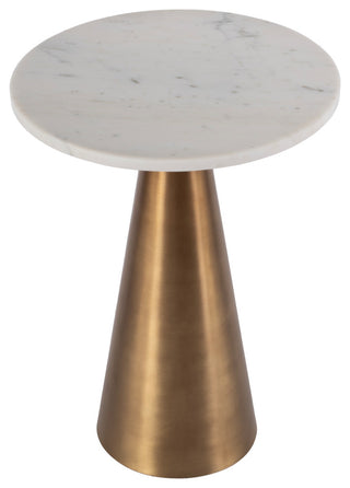 Hallie 15" W Round Marble and Metal Side Table