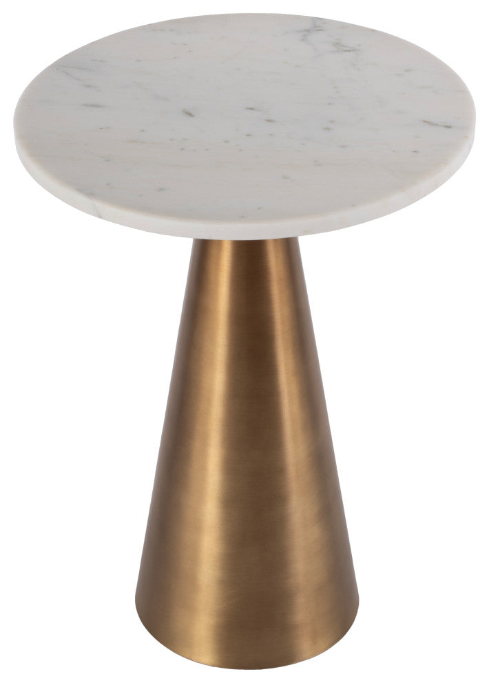 Hallie 15" W Round Marble and Metal Side Table