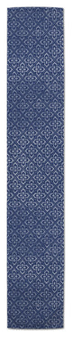 Distressed Navy Quatrefoil 16x72 Poly Twill Table Runner