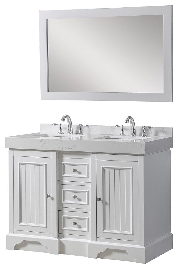 48" Kingswood Double Exclusive Bath Vanity, White and Mirror