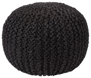 Vibe Living Azene Handmade Solid Cylinder Pouf, Black, 20"x20"x14"