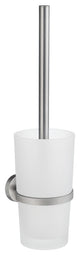 Home Toilet Brush With Glass Container Brushed Chrome