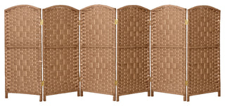 3 ft. Short Diamond Weave Fiber Room Divider Natural 6 Panel