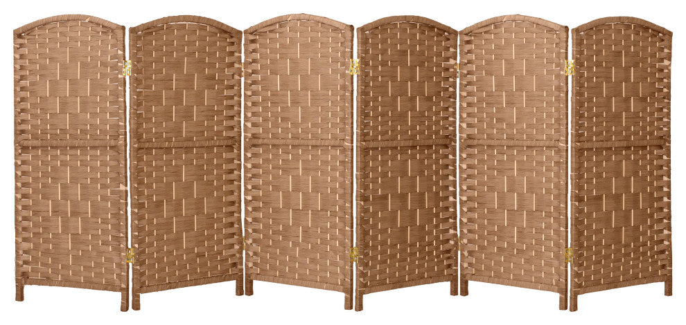 3 ft. Short Diamond Weave Fiber Room Divider Natural 6 Panel