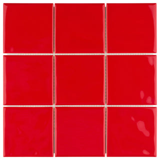 Twist Square Ceramic Mosaic Tile, Red Cherry