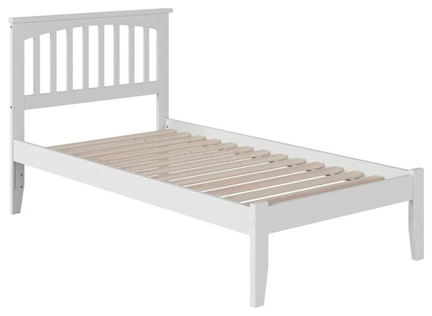 AFI Mission Twin Solid Wood Platform Bed with Charging USB in White