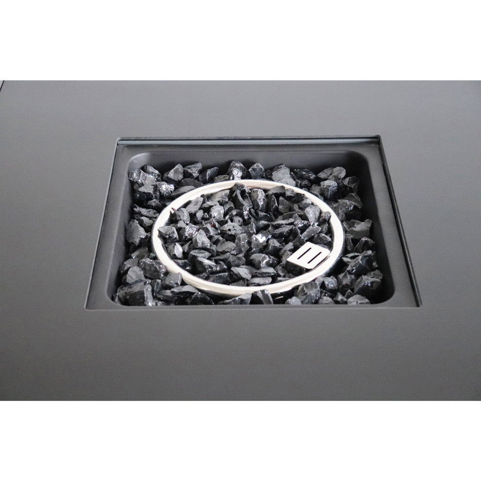 Steel Outdoor Fire Pit Table With Lid, Gray