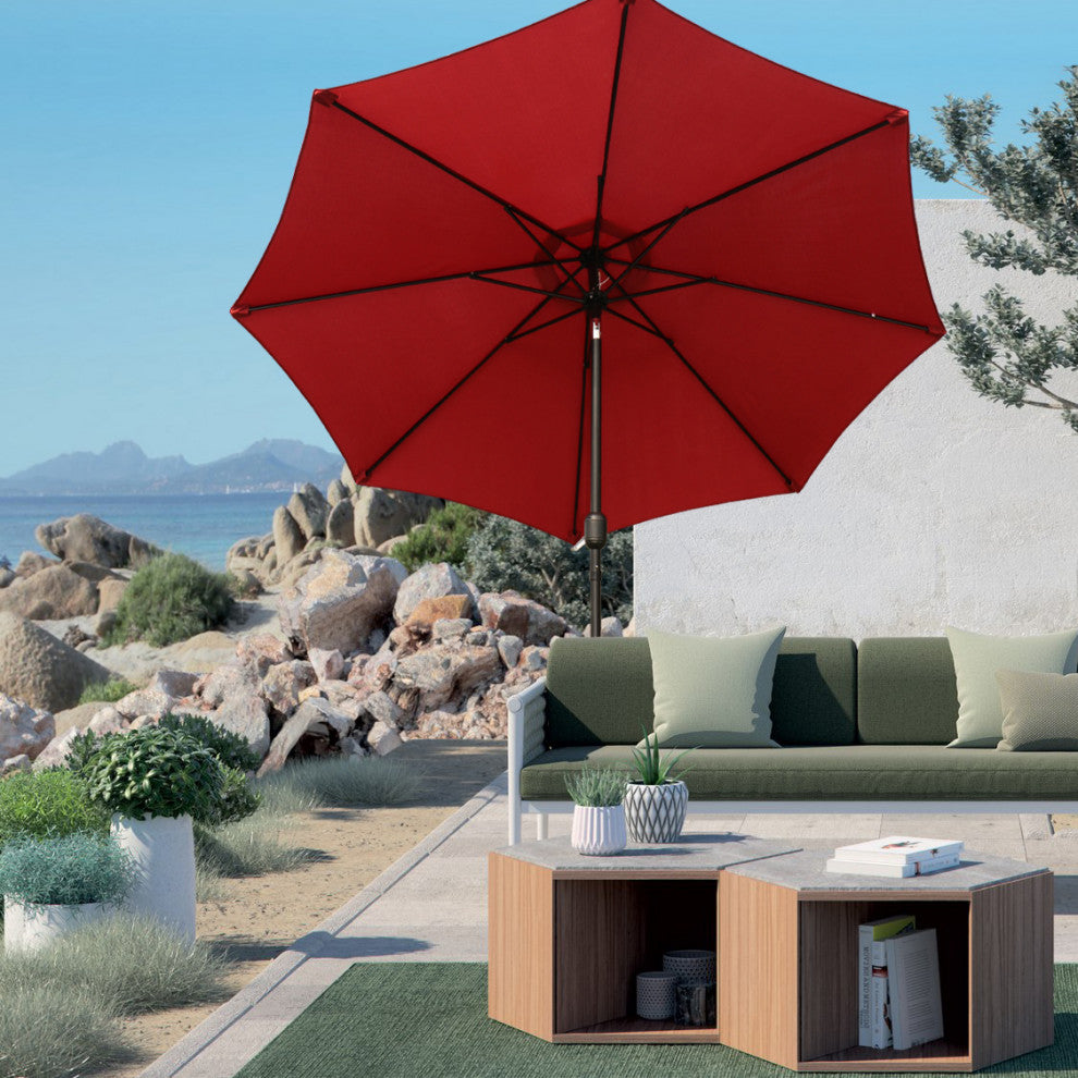 Davee Furniture 9 Ft Orange Patio Umbrella with Tilt and Crank, Red