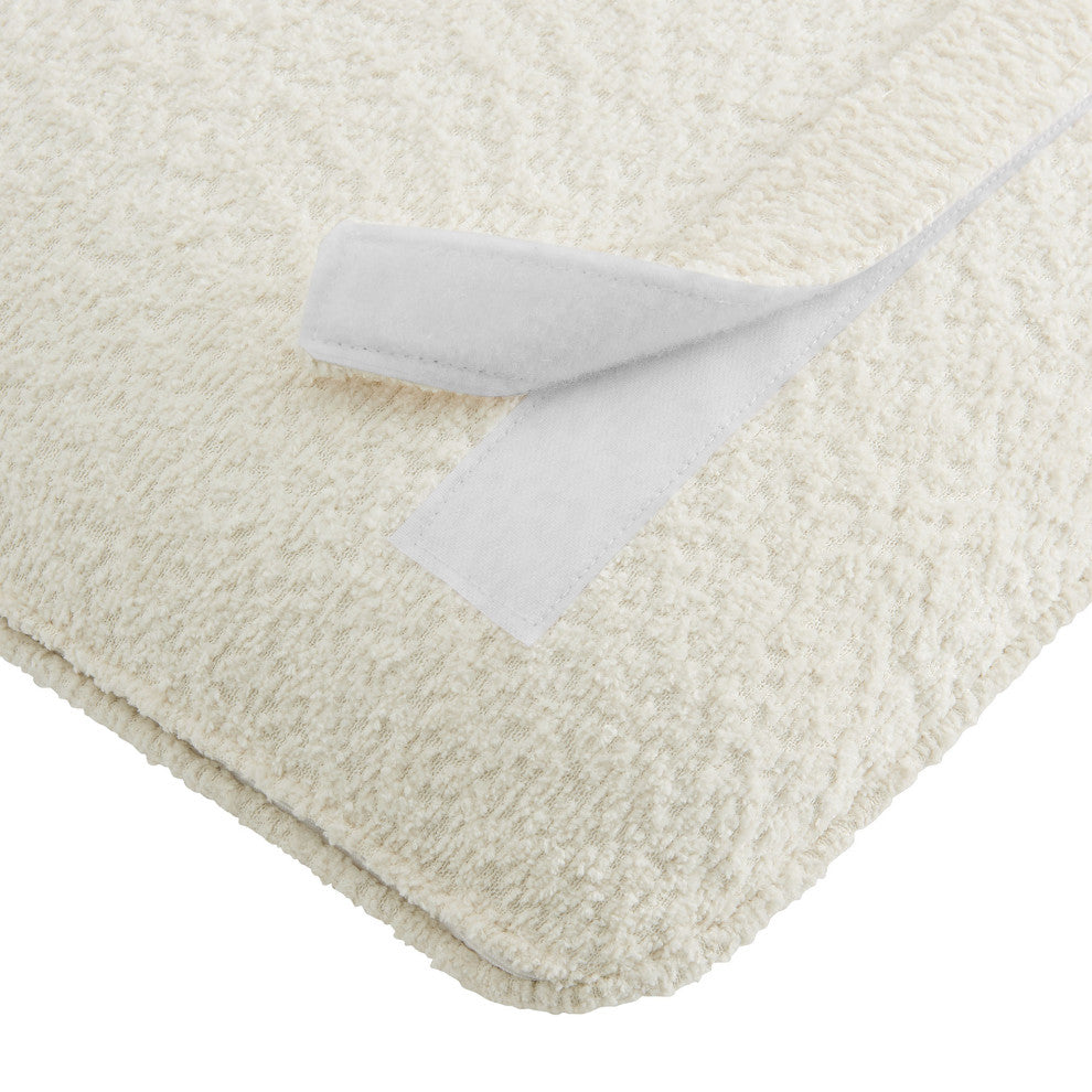 Anela Wall-Mounted Chenille Upholstered Twin Headboard, Cream Natural