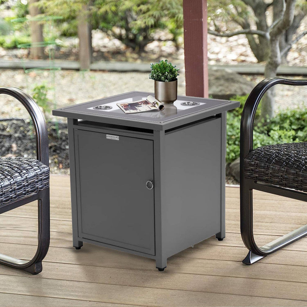 LeisureMod Walbrooke Patio Square Tank Holder, Gray
