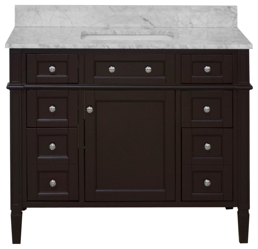 Hailey 42" Bathroom Vanity, Chocolate, Carrara Marble
