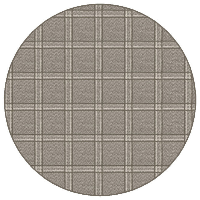 Fossil Herrington Plaid Area Rug Milliken Tactesse Nylon, RND 10'