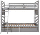 Gewnee Wood Twin Over Twin  Bunk Bed with Two Drawers in Gray
