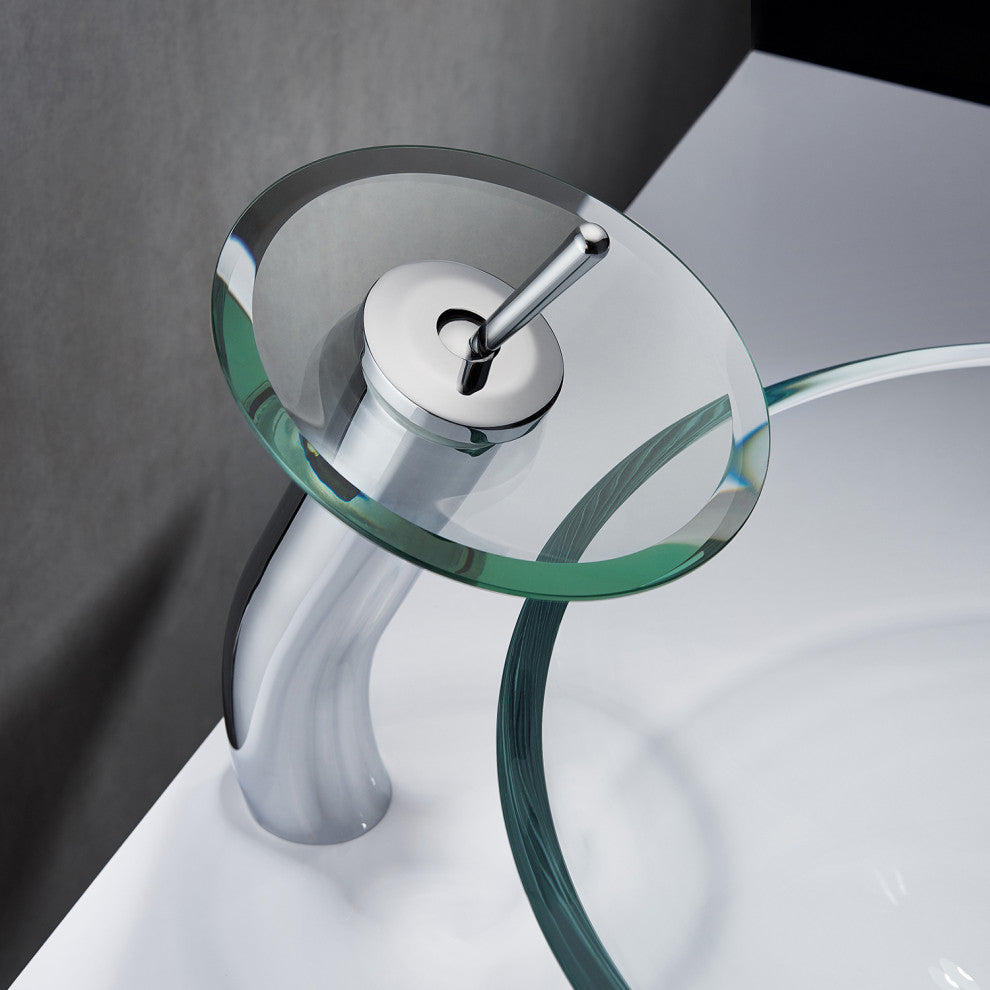 Vinnova Torino Falls Single Hole Bathroom Faucet, Polished Chrome