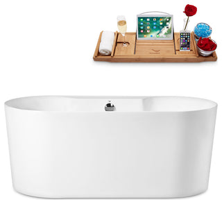 59" Streamline Freestanding Tub and Tray With Internal Drain