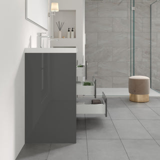 Eviva Lugano 60" Gray Modern Double Sink Bathroom Vanity With White Top