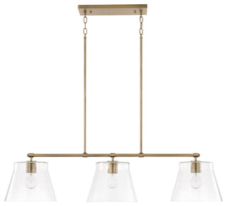 Baker Three Light Island Pendant, Aged Brass
