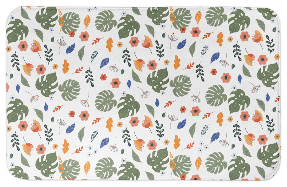 Floral Summer Palms 34x21 Bath Mat