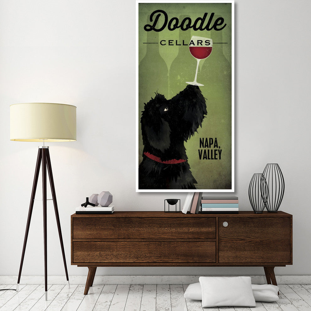 "Doodle Wine II Black Dog" Digital Paper Print by Ryan Fowler, 38"x74"