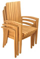 7-Piece Outdoor Teak Dining: 117" Masc Rectangle Table, 6 Goa Stacking Chairs