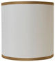Faux Silk Drum Lamp Shade, Off White With Gold Trim, 12x12x10"