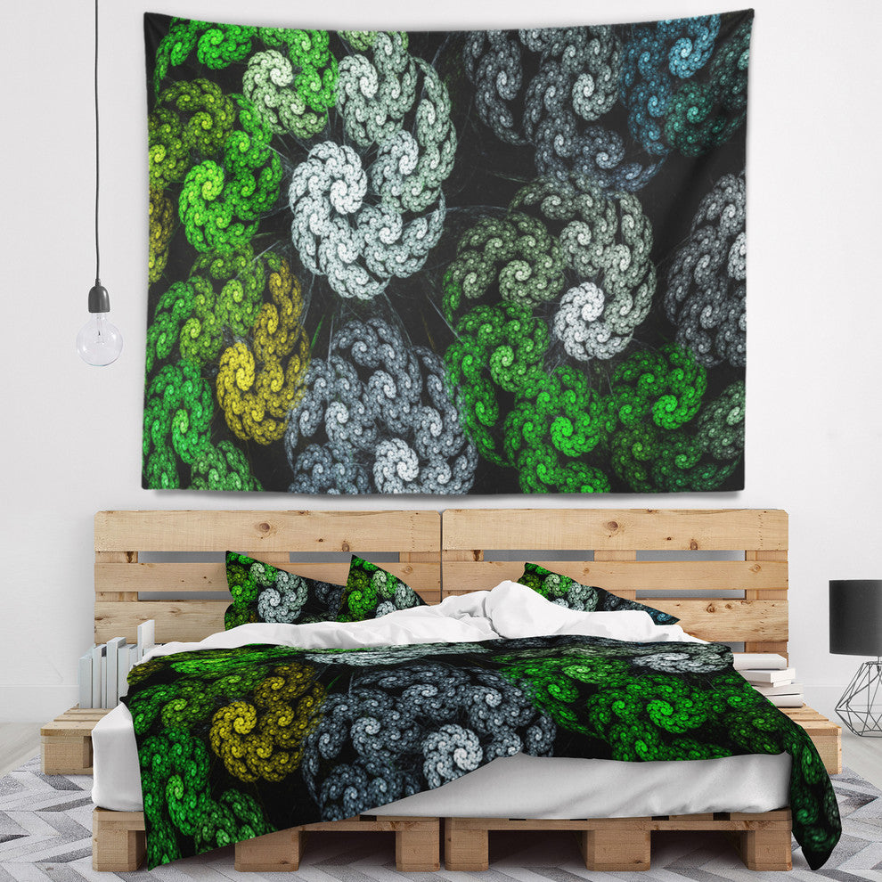 Bright Exotic Spiral Flowers Abstract Wall Tapestry, 39"x32"