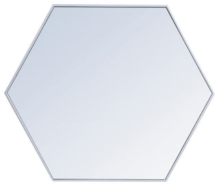 Elegant Decker Metal Frame Hexagon Mirror 38" MR4538S - Silver