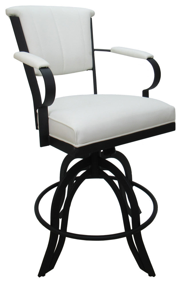 Miami Counter 26" or 30" Metal Bar Stool - A Base, White Vinyl - Black, 26"
