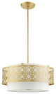 Soft Gold Fretwork, Ornamental, Transitional, Sophisticated Pendant Chandelier