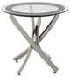 Pemberly Row End Table Coffee Accent Table Round in Glass Top and Metal - Chrome