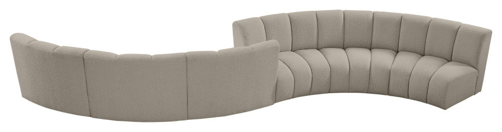 Infinity Boucle Fabric Upholstered 6-Piece S-Shaped Modular Sectional, Brown