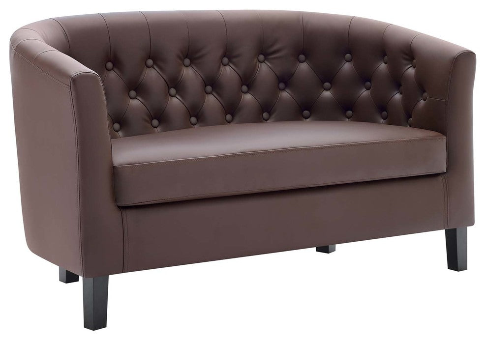 Prospect Upholstered Vinyl Loveseat, Brown