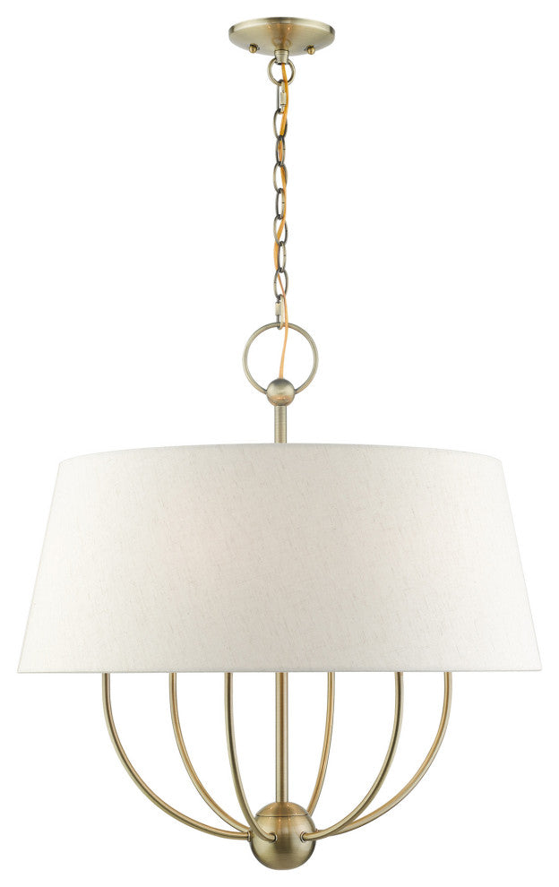 Antique Brass Transitional, English Country, Rustic, Casual Pendant Chandelier