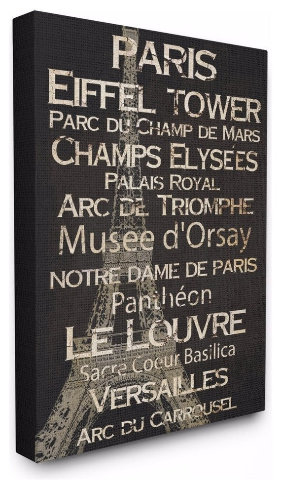 Stupell Industries Paris Landmark Typography, 24 x 30