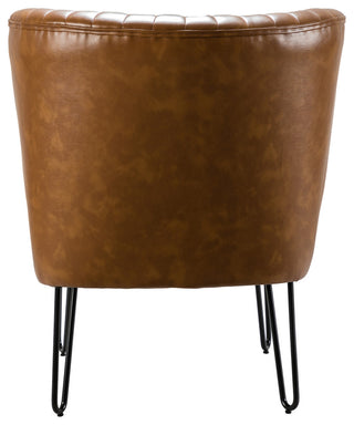 Upholstered Accent Side Chair With Tufted Back, Camel