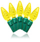 35 C6 Yellow LED Lights 4" Spacing On Green Wire