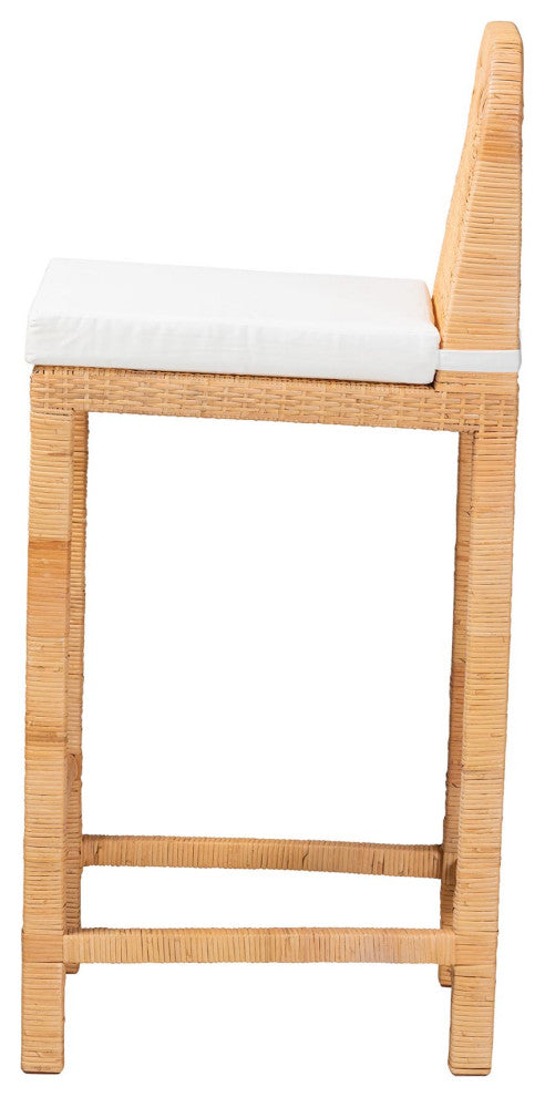 Sigurd Rattan and Mahogany, Bar Stool