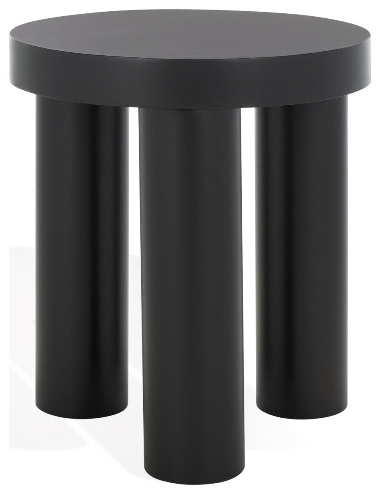 Safavieh Couture Bary Round 3 Leg Wood Accent Table, Black