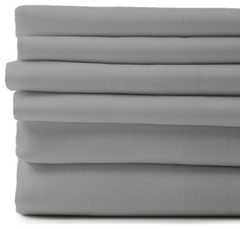 6-Piece 1800 Cotton Bamboo 4 Pillowcases Sheet Deep Pocket, Silver, Full / Doubl