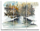 "River in Woods Watercolor" Metal Wall Art, 3 Panels, 36"x28"