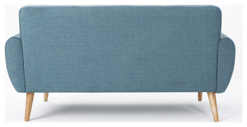GDF Studio Joseline Mid Century Modern Petite Fabric Sofa, Blue