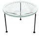 Zicatela Indoor/Outdoor Handmade Side Table, White Weave, Black Frame