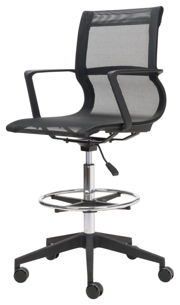 Computer Work Desk Chair, Fabric, Steel, Black, Chrome, Home Business Office
