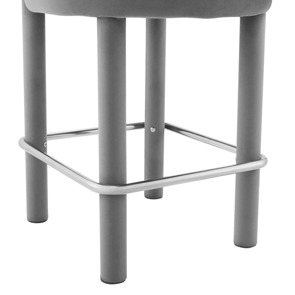 Toulouse Performance Velvet Counter Stool - Gray Silver
