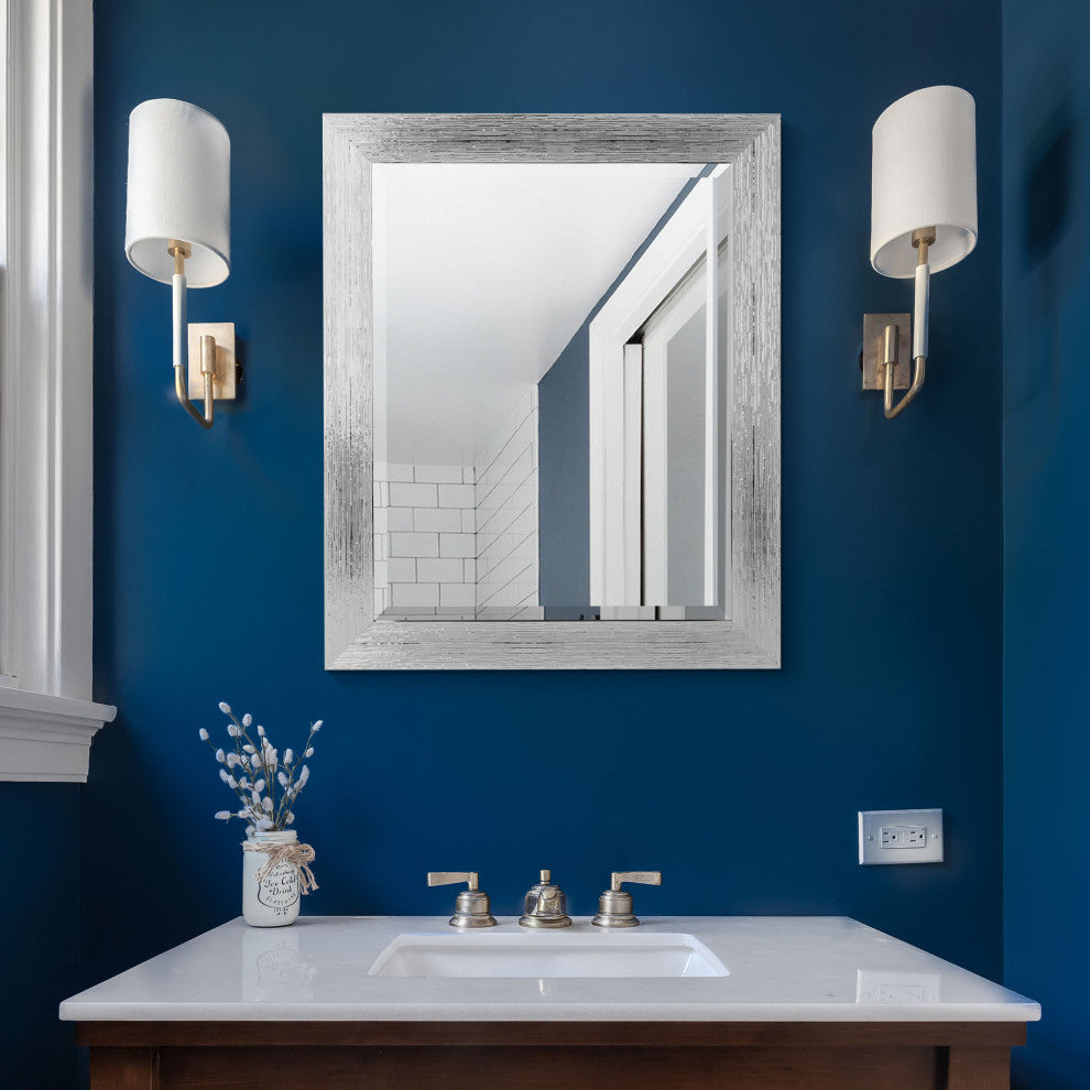 Head West Chrome Textured Frame Accent Wall Mirror - 23" x 29"