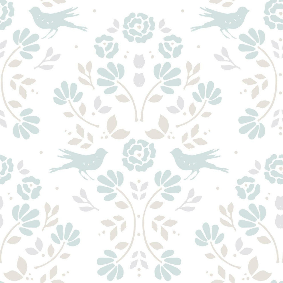 Sky Blue Rose Lindo Woodland Peel & Stick Wallpaper