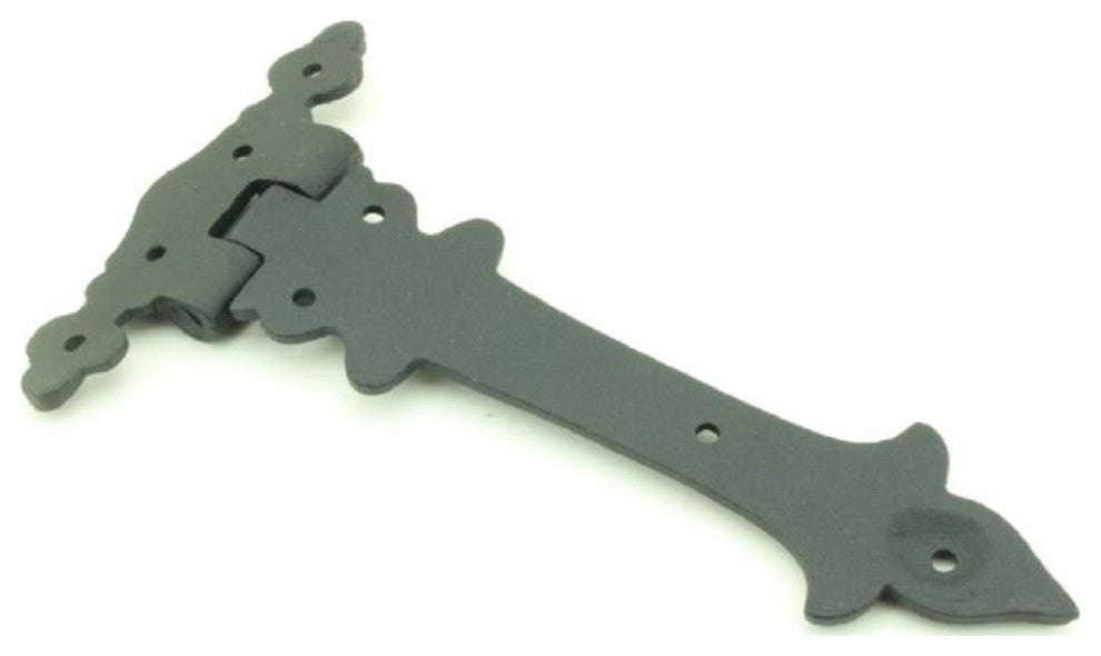 Black Wrought Iron Door Strap Hinge 7" L Spear Tip Rust Resistant Pack of 3