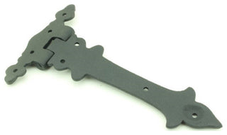 Black Wrought Iron Door Strap Hinge 7" L Spear Tip Rust Resistant Pack of 3