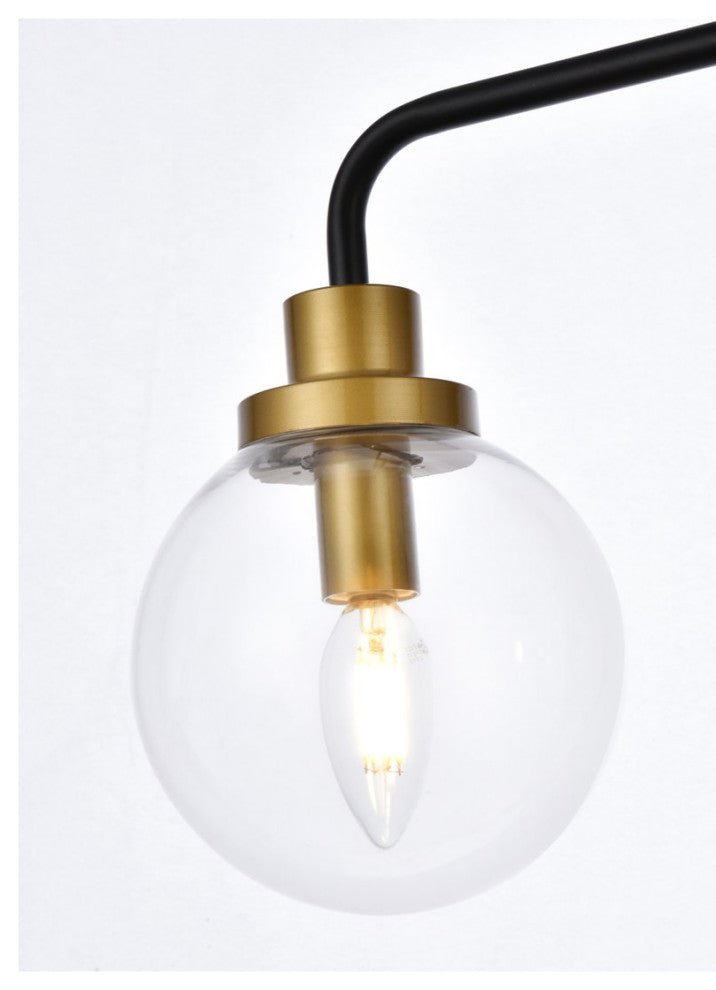 Helen 3-Light Bath Sconce, Black With Brass With Clear Shade