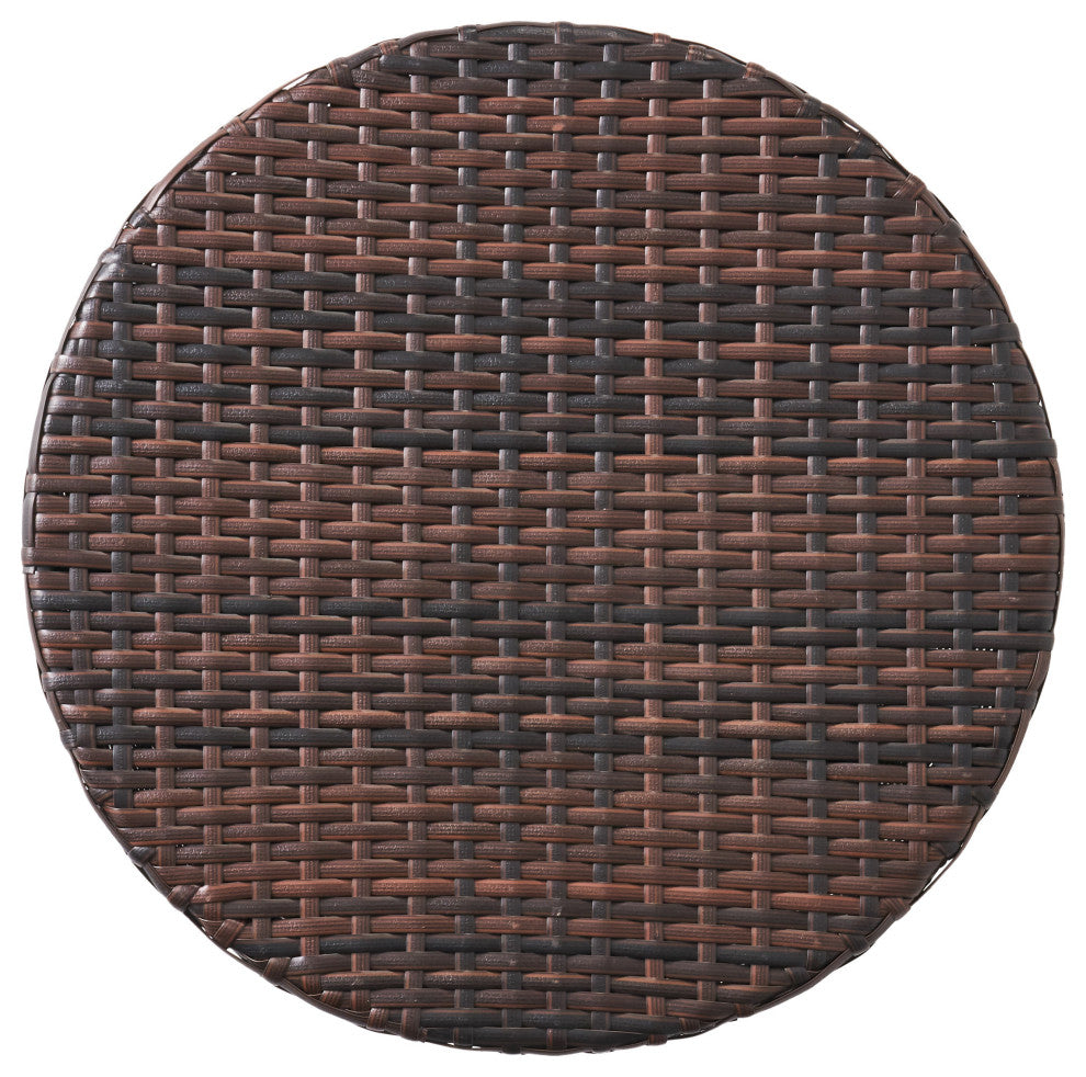 GDF Studio Charleston Outdoor 3-Piece Brown Wicker Stacking Chair Chat Set